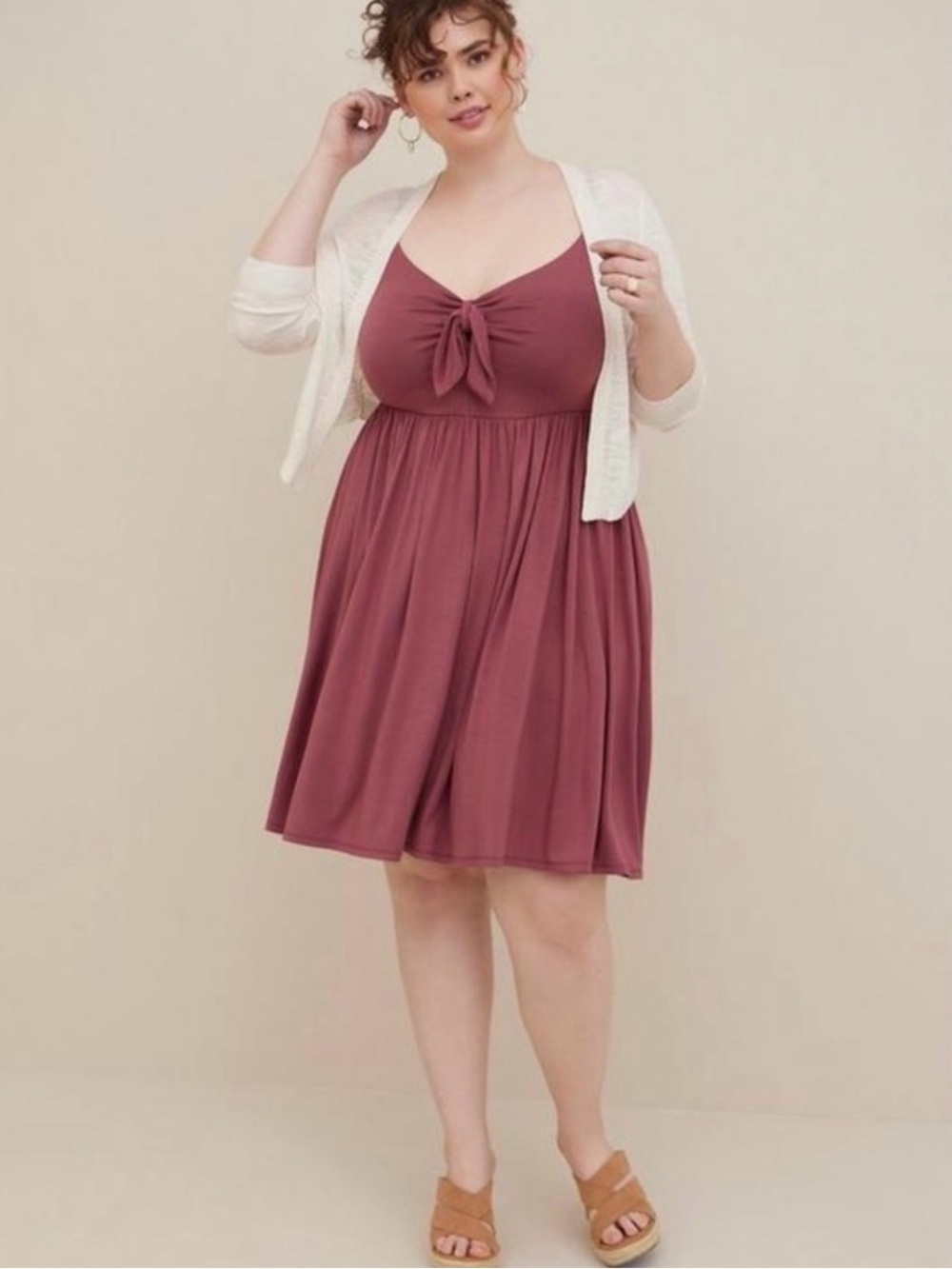 torrid Mauve Tie-Front Spaghetti Strap Dress